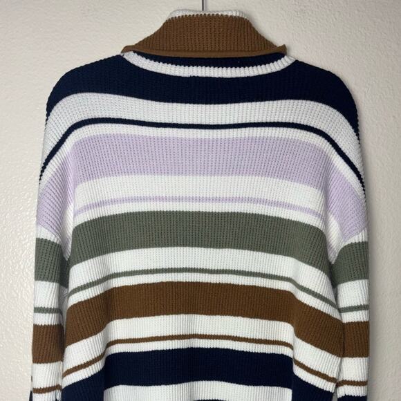 NEW Carve Designs Rockvale Sweater Cowl Neck Striped Thumb Holes Women's Size L - Picture 10 of 16